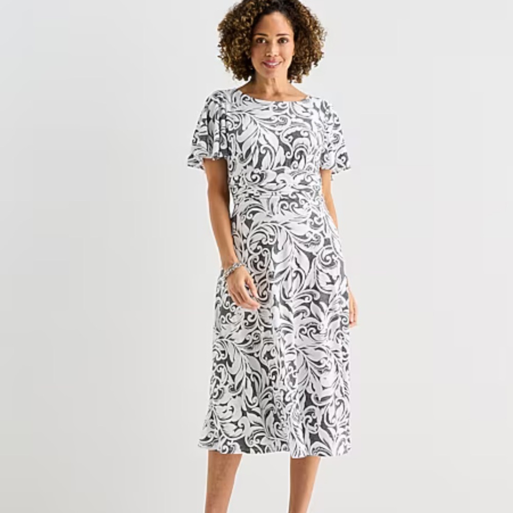 Women's Perceptions New York Swirl Print Midi Dress Sz.XL NWT
